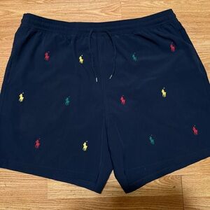 Polo Ralph Lauren Men's Multi-Pony Swimsuit - Navy with Rainbow ponies Size 1XB.